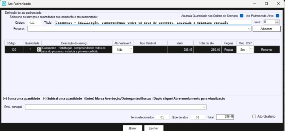 Configuração de Ato Padronizado