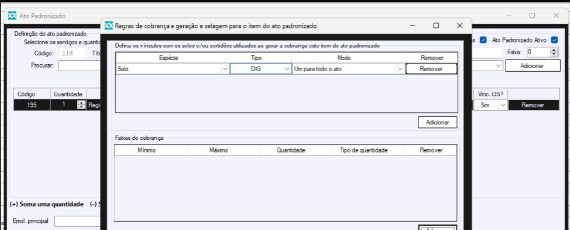 Tela de Regras de Cobrança